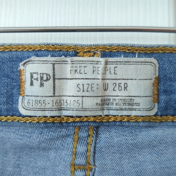 Free People Distressed Medium Wash High Waisted Ankle Cropped Skinny Jeans 26 - Picture 8 of 14